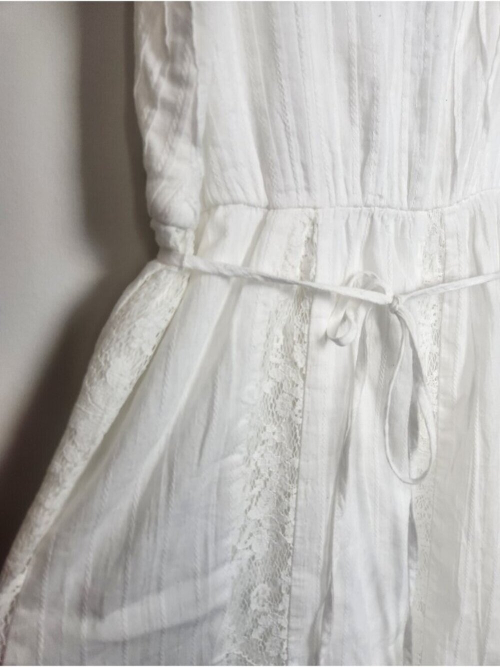 Adelyn Rae 100% Cotton White Eyelet Lace Sleeveless Maxi Dress Size Large Beach - Picture 3 of 13